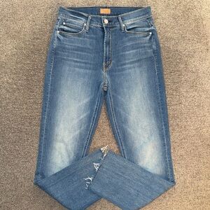 MOTHER Midrise Dazzler Ankle Fray Jeans